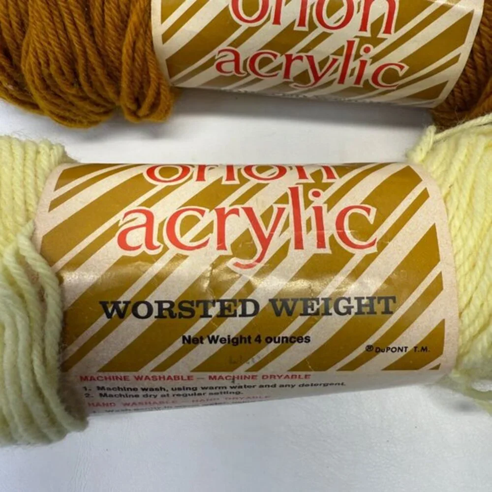 Montgomery Ward Orlon Acrylic Yarn 4-Ply Orange 54,‎ Gold 49, Med Yellow 44